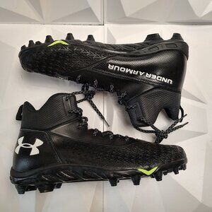 Under Armour Mens Football Cleat 16 Black Green Shoe Lacrosse Spine Hammer